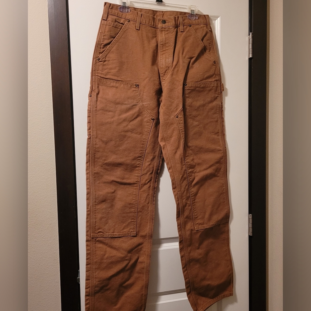 Carhartt Pants Men's 32x34 Brown B136 BRN Double Knee Dungaree Carpenter